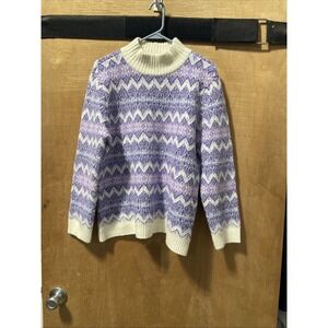 Talbotts Mock neck‎ Zigzag Jacquard Sweater L Petites
